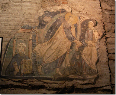 Η Ανάσταση του Χριστού. Ο Χριστός βγάζει τον Αδάμ από τον Άδη. Στα αριστερά ο άγιος Κύριλλος ο φωτιστής των Σλάβων. (Τοιχογραφία από την βασιλική San Clemente στην Ρώμη) 